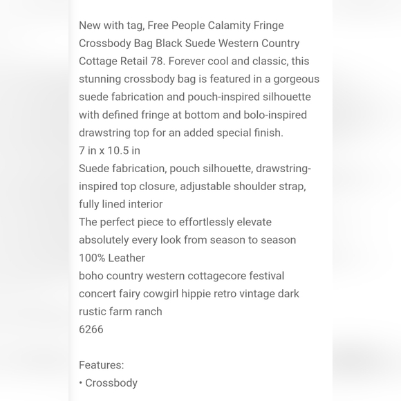 Free People Calamaty Fringe Crossbody Black Bag NWT - Picture 13 of 14